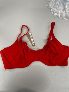 SKIMS fits everybody lace unlined Demi bra 42DD Cayenne